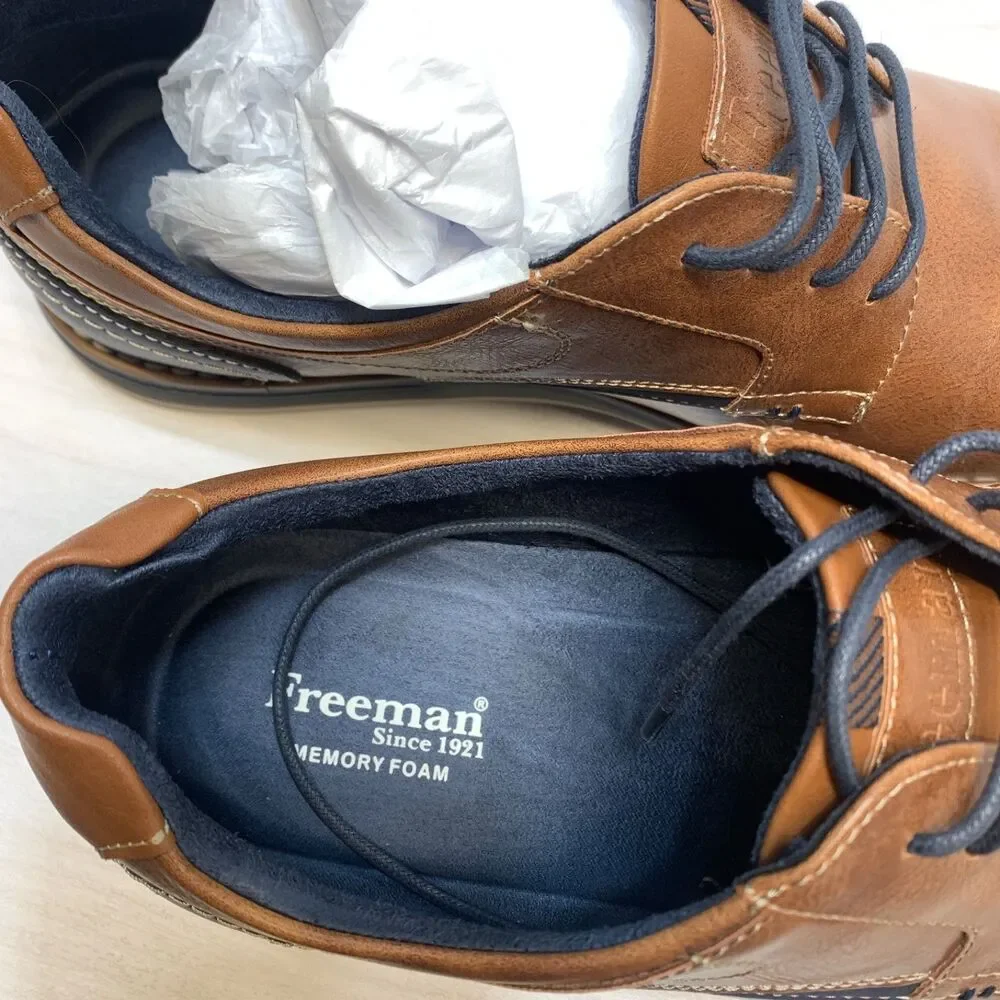 Freeman Morgan Memory Foam Men's Oxford Dress Shoes F118002 Brown Blue Size 11 M